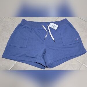 Champion Women's Campus French Terry Shorts Blue  Plus Size 1X NWT New